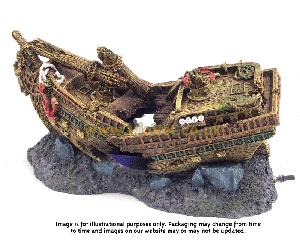 Rosewood Blue Ribbon Shipwreck Bubbler for Aquariums - 26 x 12 x 13cm