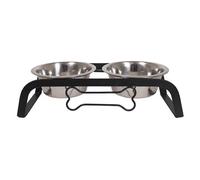 Rosewood Bone Shaped Iron Double Diner Pet Bowls
