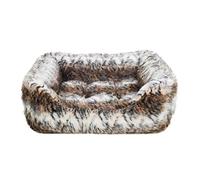 Rosewood Brown Cosy Fur Print Square Dog Bed, Large, 87 x 70 cm