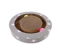 Rosewood Cat Scratcher Toy with Ball Track - Round Cardboard Scratch Pad with Ping Pong Balls, Cat Enrichment Toy for Indoor Cats, Durable Corrugated Scratcher, 30 x 30 cm