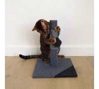 Rosewood Charcoal Felt Cat Scratching Post, 37cm Tall with Stylish Dark Grey Design, Includes Cute Cat Hanging Toy with Catnip, Durable & Engaging
