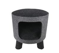 Rosewood Charcoal Felt Cat Stool, Stylish 35cm Wide x 35cm Deep x 37cm Tall, Elevated Cave-Style Den for Sleeping or Climbing, Stylish Cat Furniture