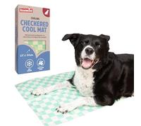 Rosewood Checkered Cool Mat for Dogs - Green and White Print, Weight Activated Gel, No Freezing or Fridge Needed, Foam Inner to Prevent Gel Shifting, Cooling Hot Weather Relief, 65 x 50cm