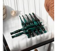 Rosewood Crochet Hooks Set, Ergonomic Design, 7 Sizes 4-10mm, Handmade Knitting Tools (Green (Shape Type - 2))