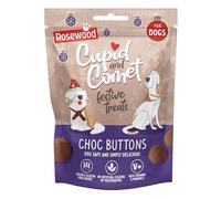 Rosewood Cupid & Comet Choc Buttons for Dogs - Dog Safe Chocolate with Added Vitamins, Cocoa-Free, Gluten-Free, Bite-Sized Dog Treats for Training, Festive Treats, (150g)