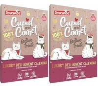 Rosewood Cupid & Comet Luxury Deli Advent Calendar for Cats - 24 Meaty Cat Treats, Delicious Freeze Dried Chicken and Duck, High Protein, Natural Cat Treats for Christmas (30g) (Pack of 2)