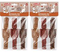 Rosewood Cupid & Comet Nutcracker Trio for Dogs - Three Festive Meaty Dog Chews, Peanut Butter, Cranberry and Ginger Flavours, Rawhide Free Dog Treats, (135g) (Pack of 2)