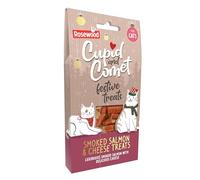 Rosewood Cupid & Comet Smoked Salmon and Cheese Cat Treats - Made with Real Meat, Luxury Treats for Cats, Small Bite Sized Cat Snacks, Festive for Cats (70g)