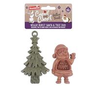 Rosewood Cupid & Comet Veggie Burst Santa and Tree Duo for Small Animals - Treat and Gnaw, Made with Natural Grasses and Vegetables, Boredom Breaker Treats for Rabbits, Guinea Pigs and Hamsters