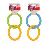 Rosewood Rubber, Tough Chew Resistant, 2 Ring Chain Dog Toy, Assorted Colours