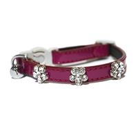 Rosewood Damson Designer Cat Collar, Burgundy Red with Silver Paw Prints, Breakaway Quick Release, Adjustable Safety Collar with Bell for Cats & Kittens, Stylish & Durable Cat Collar