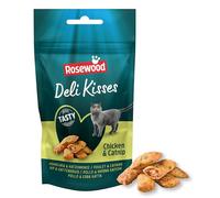 Rosewood Deli Kisses Cat Treats - Chicken and Catnip Flavour Crunchy Cat Snacks with Catnip Coating - Added Vitamins - Natural Ingredients - No Added Sugar (60g)