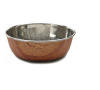 Rosewood Deluxe Steel Wood Effect Pet Bowl - Medium