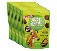 Rosewood Duck Crunchy Meatballs for Dogs - Gluten Free Dog Treats, Training Snacks with Added Vitamins for Small, Medium and Large Dogs (Case of 12 x 140g)