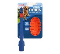 Rosewood Fit Dog Rubber Rugby Ball Throw Toy with Foldable Launcher - Durable Outdoor Dog Fetch Toy & Flinger - Tough Spiky Ball for Small, Medium & Large Breeds