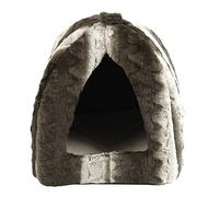 Rosewood Cat Beds - Grey and Cream Snuggle Plush Pyramid - 38cm