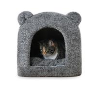 40 Winks Cat Hooded Bed Grey Teddy Bear 38x38cm