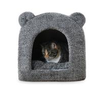 Rosewood Grey Teddy Bear Cat Bed