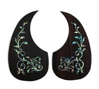 Rosewood Guitar Pickguard for Martin D45 Style Acoustic Guitar, Aurora Vine Real Abalone Inlay, Self Adhesive 3M Backing, Beveled Edge Scratch Plate, Left Right or Full Set (Left and Right)