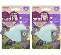 Rosewood Jolly Moggy Catnip Tune Chaser Fish - Interactive Cat Toy with Motion-Activated Sounds and Catnip for Stimulating Play and Entertainment (Pack of 2)