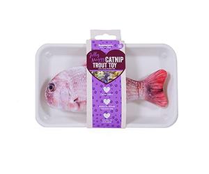 Rosewood Jolly Moggy Red Snapper Cat Toy - Natural Catnip Plush Kicker Toy, Soft Fish Shape with Eco-Friendly Packaging - Stimulates Pouncing, Kicking and Hunting Instincts