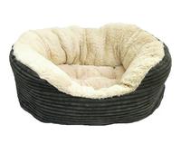 Rosewood Jumbo Dog Bed Soft Grey Cord Plush Oval 40 Winks Pet Sleep 20" 25" 32"
