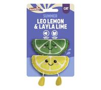 Rosewood Lemon & Lime Duo Cat Toys with Catnip - Crinkle & Rattle Interactive Kitten Toys, Soft Plush Fruit Toys for Cats, Chase, Bat & Play (2 Pack)