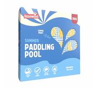 Rosewood Lemon Print Dog Paddling Pool 120cm - Claw-Resistant Pet Cooling Pool for Dogs, Foldable Dog Swimming Pool with Drain Valve, Durable PVC & Reinforced MDF Panels, Outdoor Summer Splash Pool