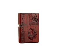 Rosewood Lighter Case Compatible with Zippo, Chinese Zodiac 12 Animals Guardian Design, Shell Only for Collectors and Enthusiasts