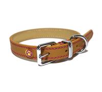 Rosewood Lux Leather Dog Collar - Beige - Size: Medium