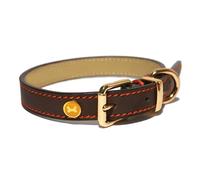 Rosewood Lux Leather Dog Collar - Brown - Size: Medium