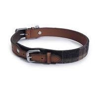 Rosewood Lux Leather & Tweed Dog Collar - Brown - Size: Medium