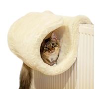 Rosewood Luxury Cat Tunnel Radiator Bed ? Sturdy Metal Frame with Removable Soft Faux Fur Cover, Neutral Cream Cosy Bed, Elevated Hideaway Tunnel for
