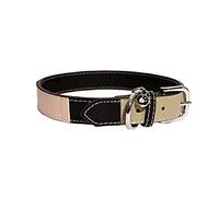 Rosewood Luxury Leather Dog Collar,12-16inch,Three Tone