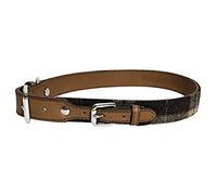 Rosewood Lux Leather & Tweed Dog Collar - Brown - Size: Large