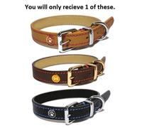 Rosewood Luxury Leather Dog Collar - Tan - Size 18" - 22"