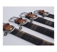 Rosewood Luxury Leather Dog Collar, 12-16inch, tartan tweed check, Multicolor
