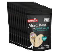 Rosewood Magic Bone Dental Twists for Dogs, Chicken Stuffed with Peanut Butter, Rawhide Free Dog Treats, Medium Chews - 4pc, 120g (Case of 10 Packs)