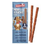 Rosewood Meat Sticks for Dogs - Made with Beef and Added Vitamins - No Artificial Colours or Flavours - No Added Sugar - Soft, Chewy Dog Treat Sticks for Training (2pc, 24g)