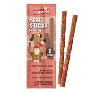 Rosewood Meat Sticks for Dogs - Made with Poultry and Added Vitamins - No Artificial Colours or Flavours - No Added Sugar - Soft, Chewy Dog Treat Sticks for Training (2pc, 24g)