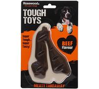Rosewood Meaty Beef Steak Takeaway Tough Dog Toy, Large, clear