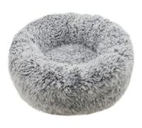 Rosewood Medium dog bed for medium dog breeds. Machine washable, super soft and cosy silver fluff round comfort dog bed, 66x66x10cm (approximatley