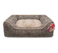 Rosewood Medium dog bed for medium dogs,machine washable, super soft, cosy oatmeal plush and durable slate canvas dog bed, slate grey and oatmeal, 64