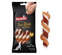 Rosewood Medium Trio Sticks for Dogs - Made with Chicken, Grain Free Chews, High Protein Dog Treats, By Pets Unlimited (3pc, 90g)
