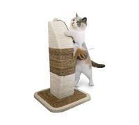 Rimini Cat Scratching Post, Seagrass and Sisal, 49cm Tall, 31cm Wide & Deep, Durable with Unique Shape, Includes Hanging Feather Toy for Engaging Play, Stylish & Functional