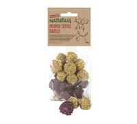 Rosewood Naturals Crunchy Festive Baubles for Small Animals - 100% Natural Treats for Rabbits, Guinea Pigs, Hamsters, Gerbils, Chinchillas, Degus, Crunchy Balls Coated in Marigold and Beetroot, 80g