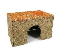 Rosewood Naturals Wintery Party Hay Cottage, Festive Hideaway, Medium | Small Animal Edible Toy, Den, Hideout & Gnaw for Guinea pigs, Chinchillas and Rats, Natural Meadow Hay, Fruit & Veggies