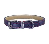 Rosewood Navy leather dog collar 22-26", XL