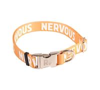Rosewood "Nervous" Alert Dog Collar - Adjustable Pet Collar for Small, Medium, Large Dogs - Awareness Warning Collar with Metal Hardware - Orange, 14-20"