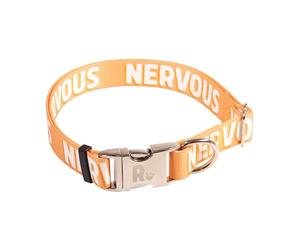 Rosewood "Nervous" Alert Dog Collar - Adjustable Pet Collar for Small, Medium, Large Dogs - Awareness Warning Collar with Metal Hardware - Orange, 14-20"